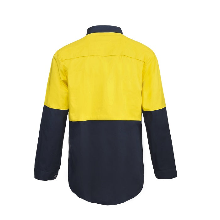 Workcraft WS4256 HiVis 2-Tone Half Placket Cotton Drill Shirt