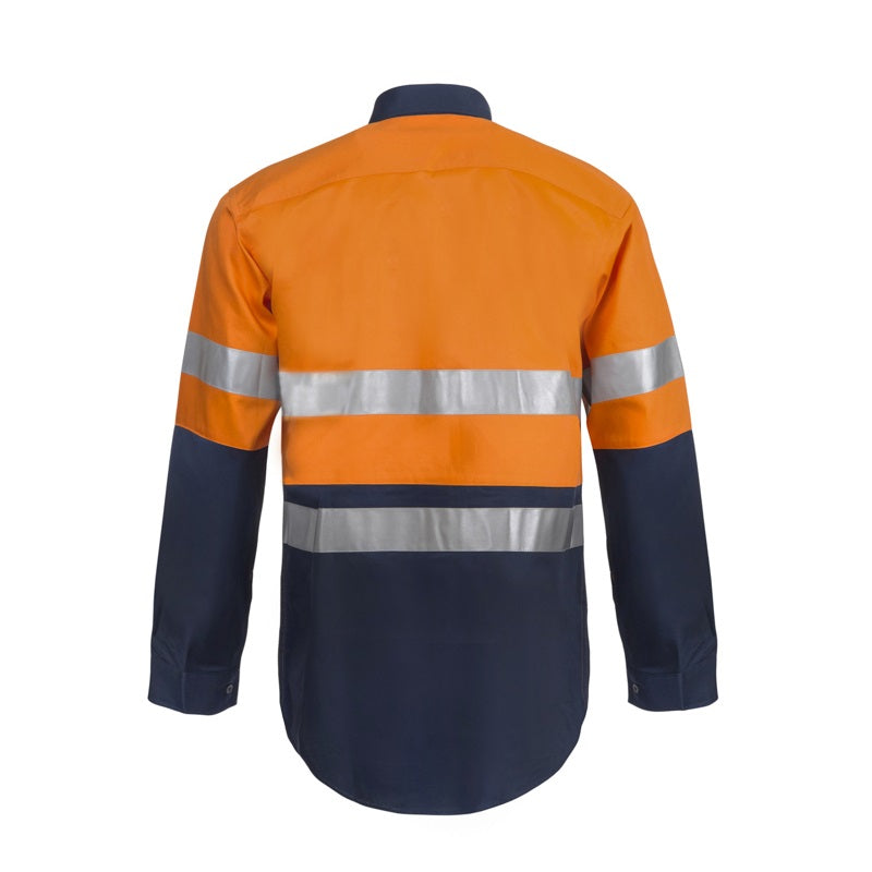 Workcraft WS6030 Lightweight HiVis 2-Tone Long Sleeve Vented Cotton Drill Shirt
