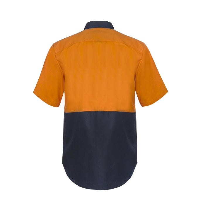 Workcraft WS3063 HiVis 2-Tone Short Sleeve Cotton Drill Shirt with Press Studs