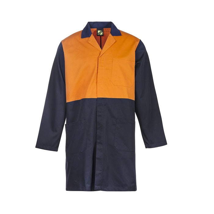 Workcraft WJ047 HiVis Two Tone Dustcoat with Patch Pockets- L/S