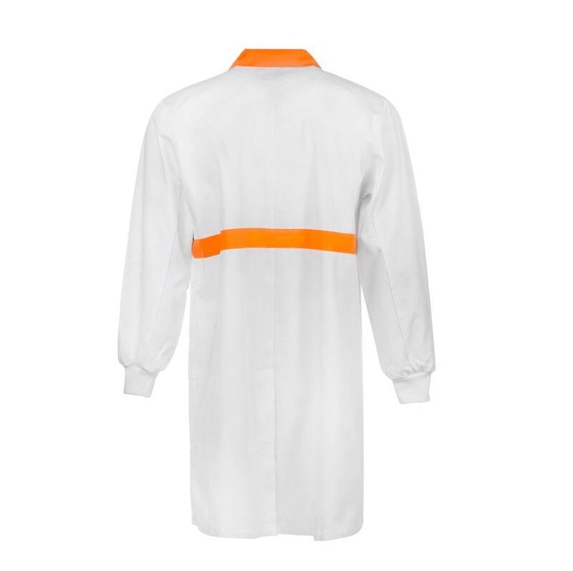 Workcraft WJ3085 Food Industry Dustcoat with Contrast Collar Chestband Internal Patch Pockets - Long Sleeve