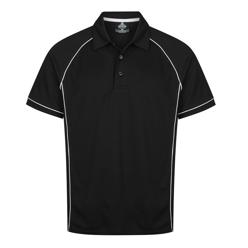 Aussie Pacific N1310 Endeavour Mens Polo Black/Silver