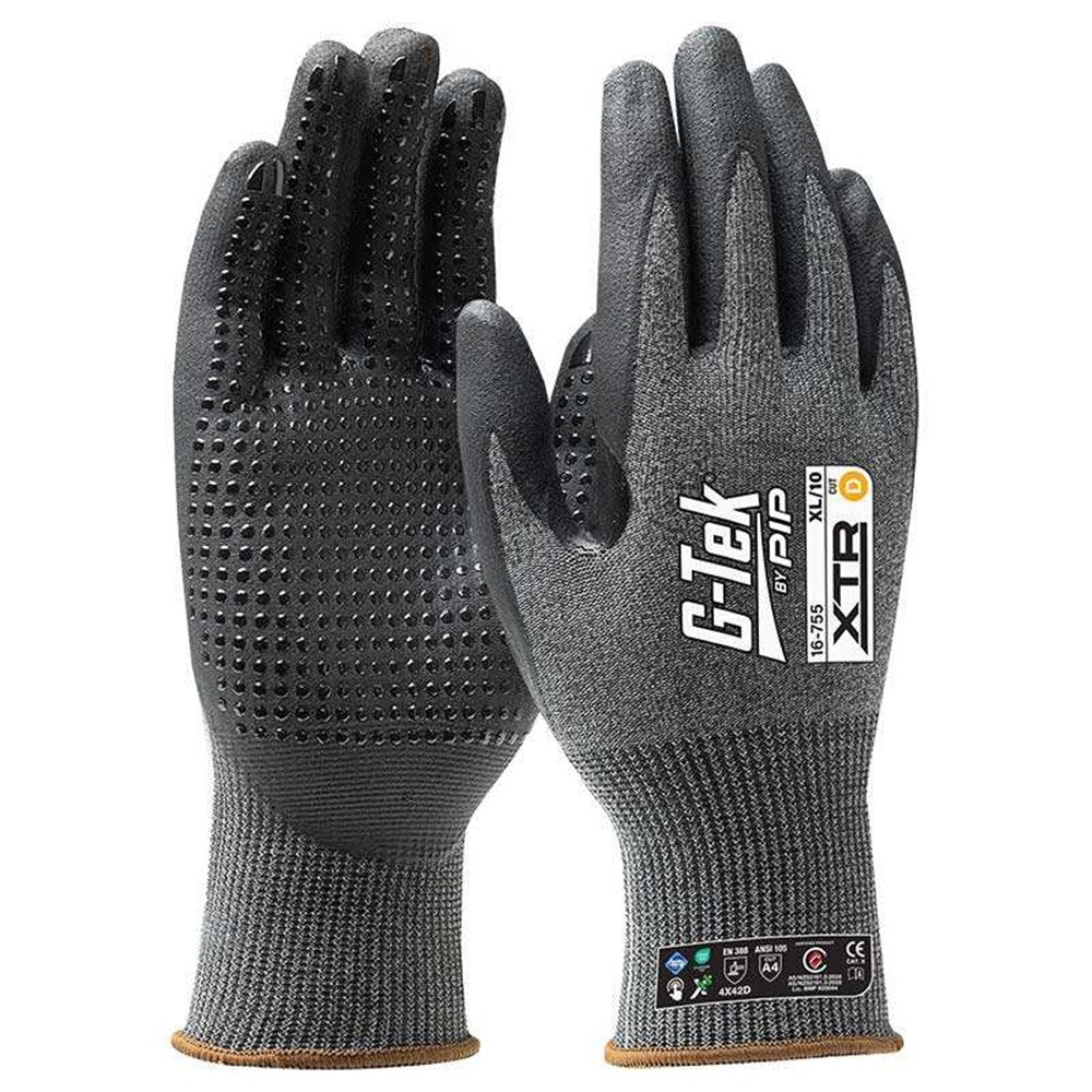 PIP 16-755 G-Tek Xtr 15G Cut D Palm Dip Dotted Glove