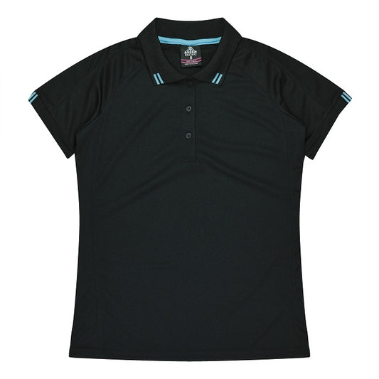 Aussie Pacific N2308 Flinders Ladies Polo Black/Teal
