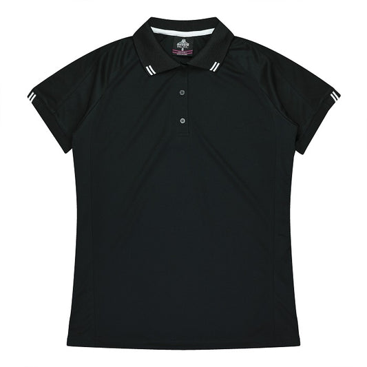 Aussie Pacific N2308 Flinders Ladies Polo Black/White