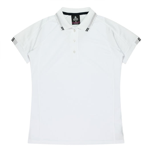 Aussie Pacific N2308 Flinders Ladies Polo White/Black