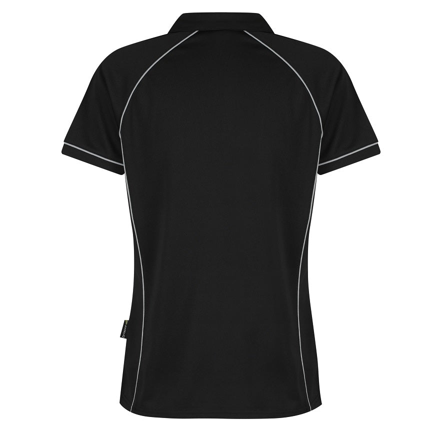 Aussie Pacific N2310 Endeavour Ladies Polo Black/Silver