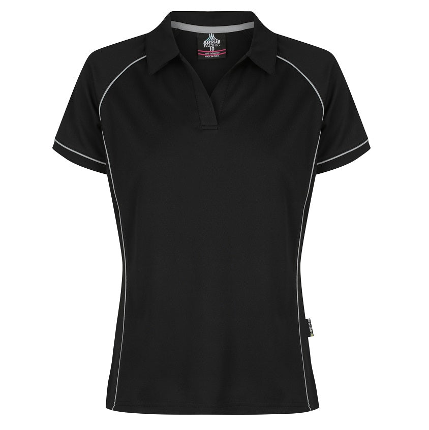 Aussie Pacific N2310 Endeavour Ladies Polo Black/Silver