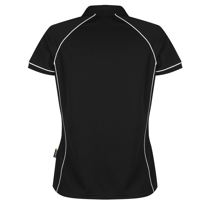 Aussie Pacific N2310 Endeavour Ladies Polo Black/White - Back view