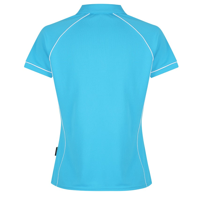 Aussie Pacific N2310 Endeavour Ladies Polo Pacific Blue/White - Back view