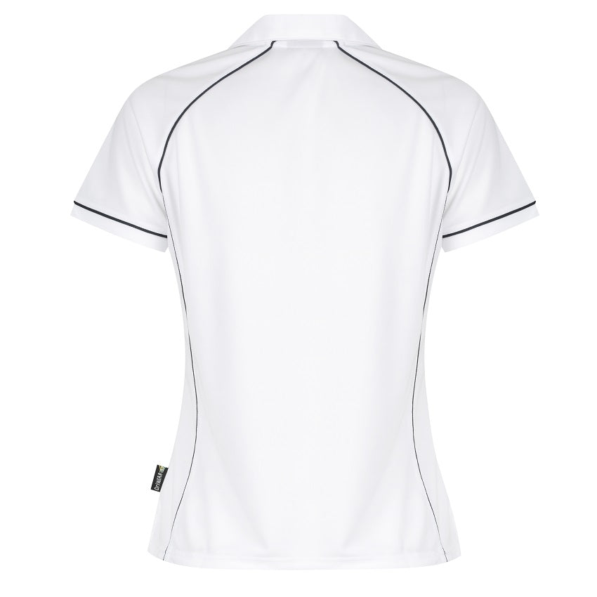 Aussie Pacific N2310 Endeavour Ladies Polo White/Navy - back view