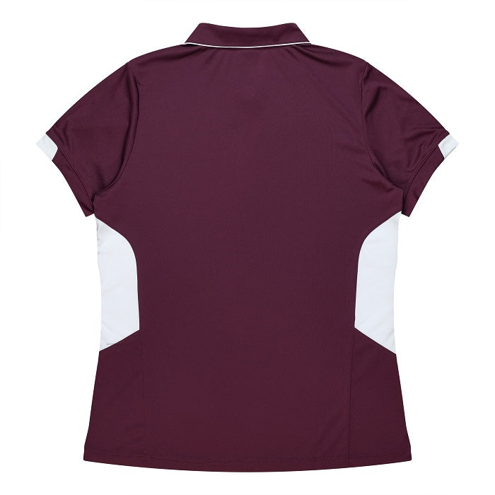 Aussie Pacific N2311 Tasman Ladies Polo Maroon/White