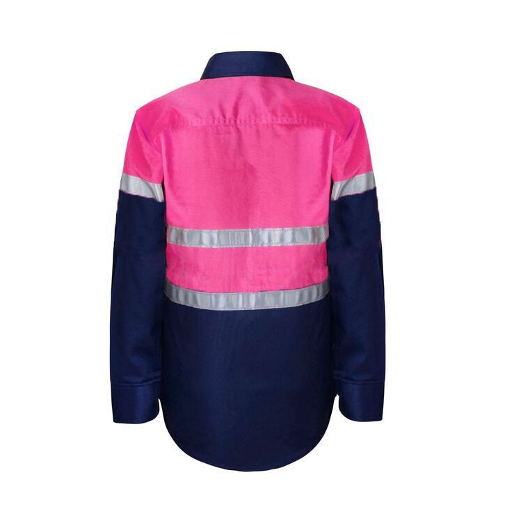 Workcraft WSK129 Kids Lightweight 2-Tone Long Sleeve Cotton Drill Shirt