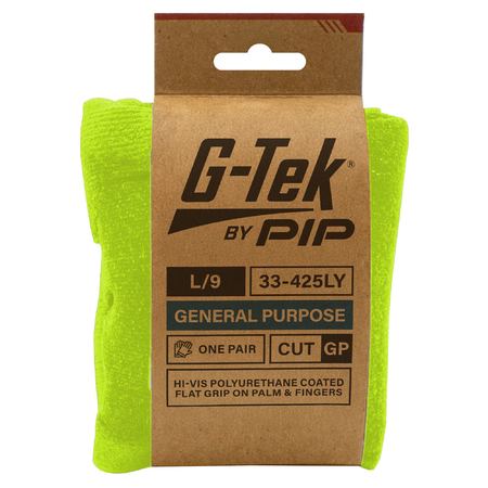 PIP 33-425LY G-Tek 13G Hi-Viz Yellow GP Palm Dip Glove