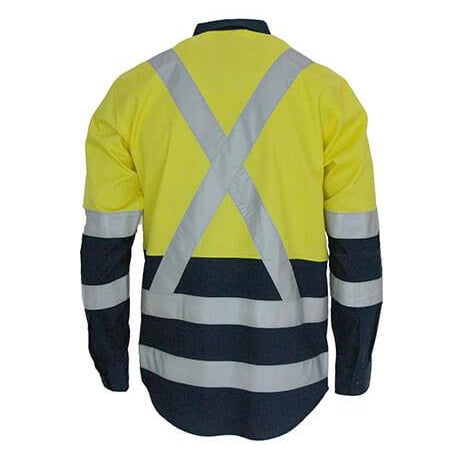 DNC 3547 HiVis 2-Tone Lightweight Cotton Bio-Motion X-Back Long Sleeve with CSR Tape
