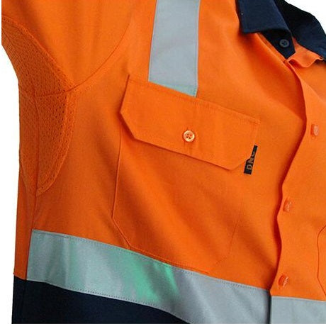 DNC 3547 HiVis 2Tone Lightweight Cotton Bio-Motion X-Back L/S with CSR Tape