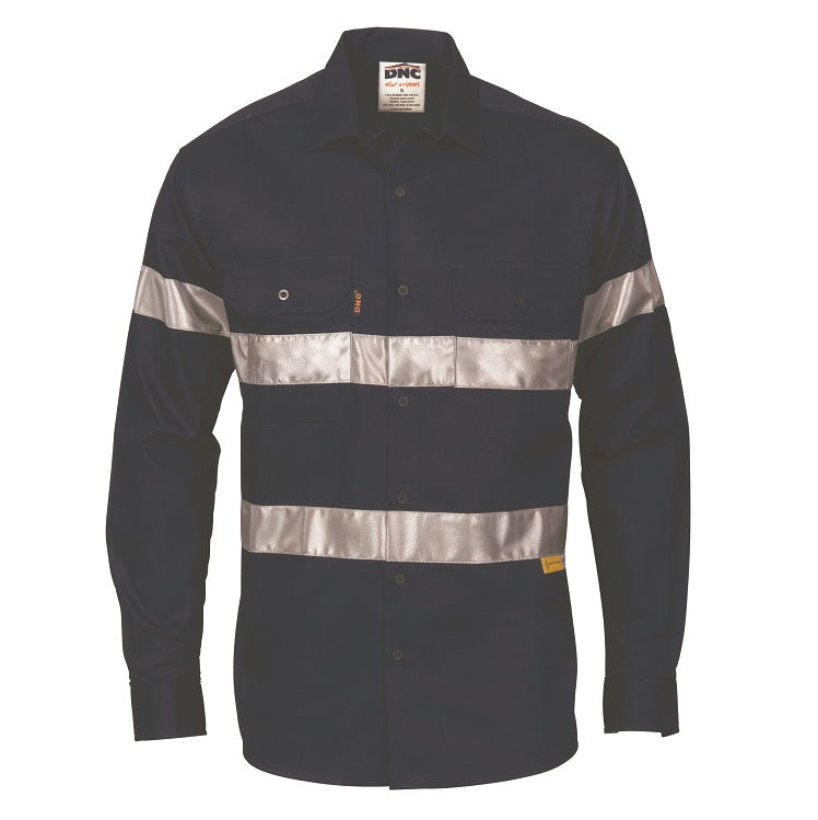 DNC 3835 Hi Vis Drill Shirt With 3M R/Tape- Long Sleeve