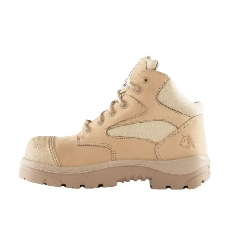 Steel Blue 518578 Ladies Parkes Zip Scuff Composite Safety Boots - Sand colour - Side View with Scuff Cap