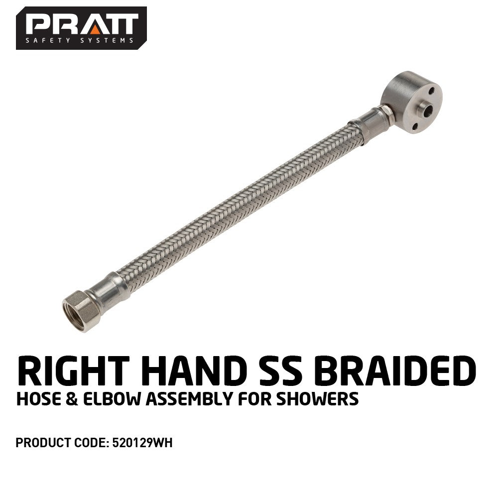 PIP 520129WH Right Hand SS Braided Hose & Elbow Assembly For Showers
