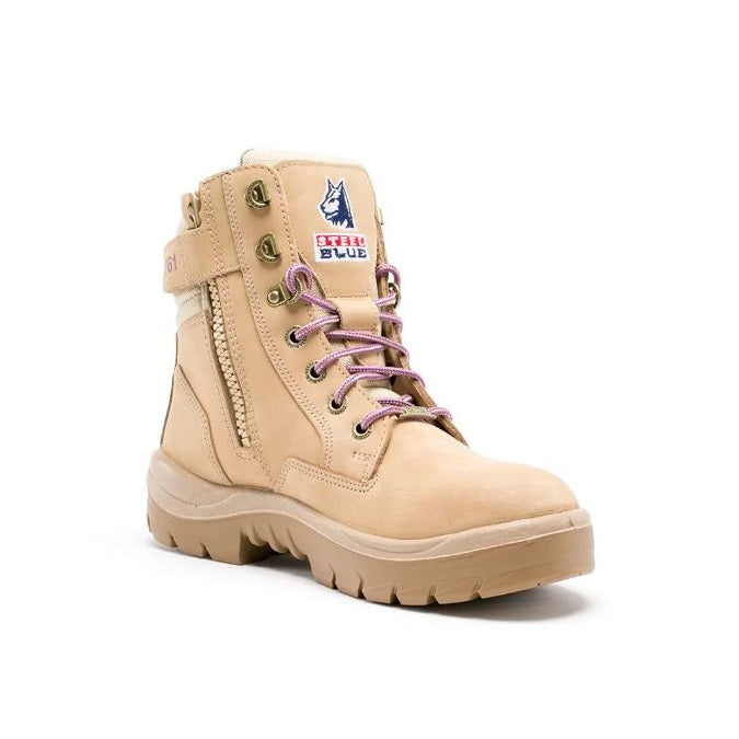 Steel Blue 522761 Southern Cross Nitrile Outsole Zip Safety Boots - Front Side View with Purple Laces