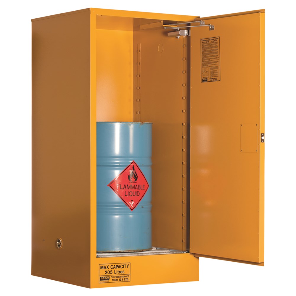 Pratt 5555VS CLASS 3 Flammable Liquid Storage Cabinet 205L 1 Door Roller Set Shelf