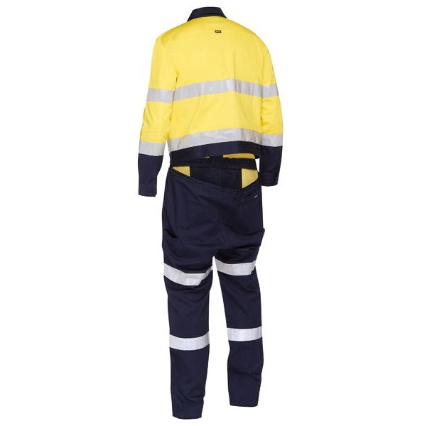 BC6066T back of Bisley coveralls yellow and navy with reflective tape