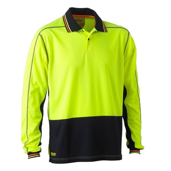 Bisley BK6219 Two Tone HiVis Polyester Mesh L/S Polo Shirt