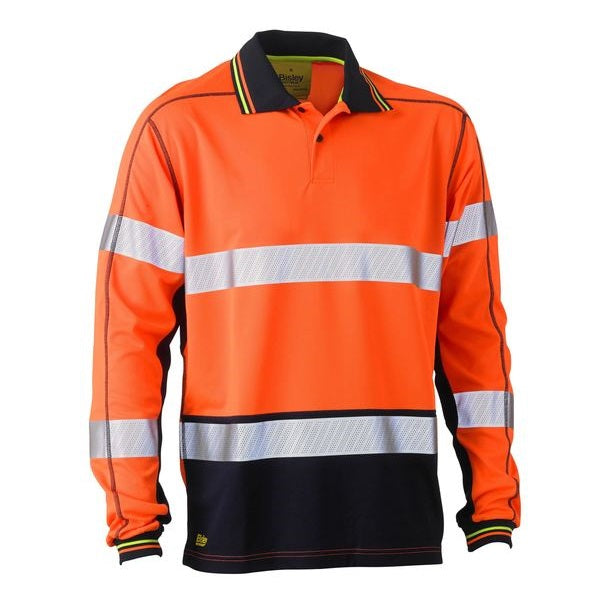 Bisley BK6219T Taped Two Tone Hi Vis Polyester Mesh Long Sleeve Polo Shirt