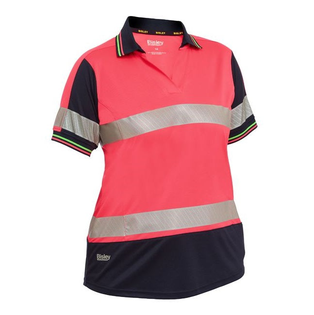 Bisley BKL1225T Womens S/S Taped Two Tone HiVis V-Neck Polo