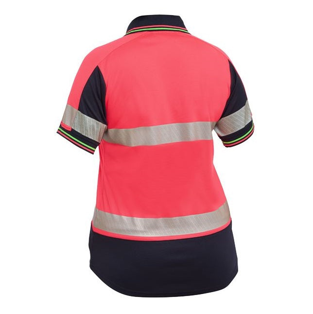 Bisley BKL1225T Womens S/S Taped Two Tone HiVis V-Neck Polo