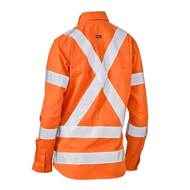 Bisley BL6166XT Womens Taped X Back Cool Lightweight HiVis Drill Shirt