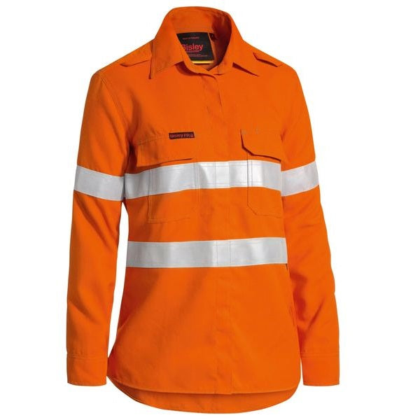 Bisley BL8097T Womens Tencate Tecasafe® Plus 580 Taped HiVis Lightweight FR Vented L/S Shirt