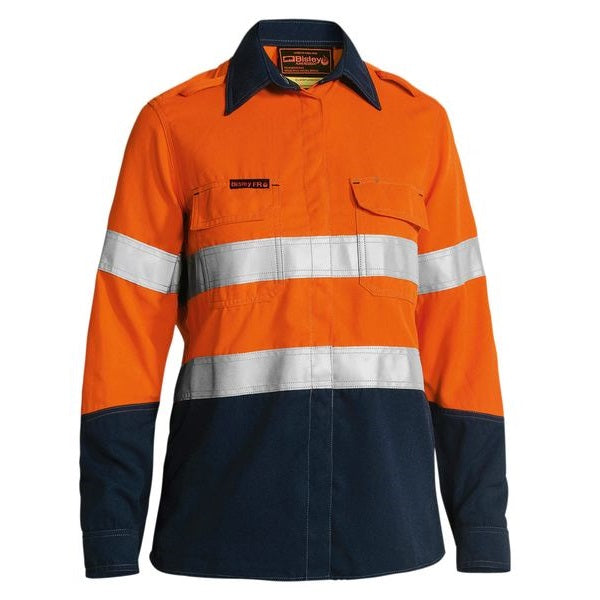 Bisley BL8098T Women's Tencate Tecasafe® Plus 580 Taped Two Tone HiVis Lightweight FR Vented L/S Shirt
