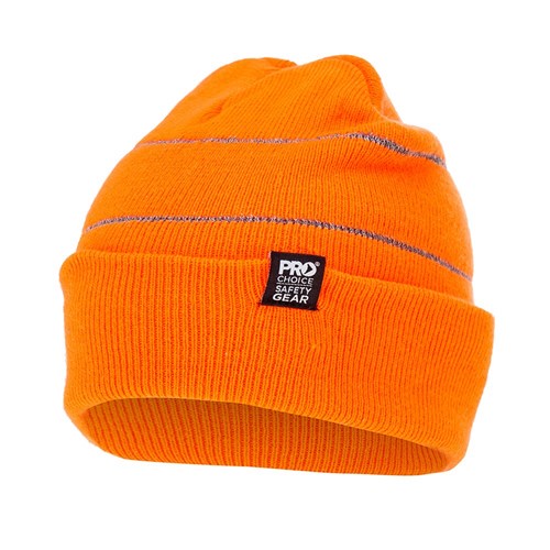Pro Choice BORR HiVis Orange Beanie with Retro-Reflective Stripes