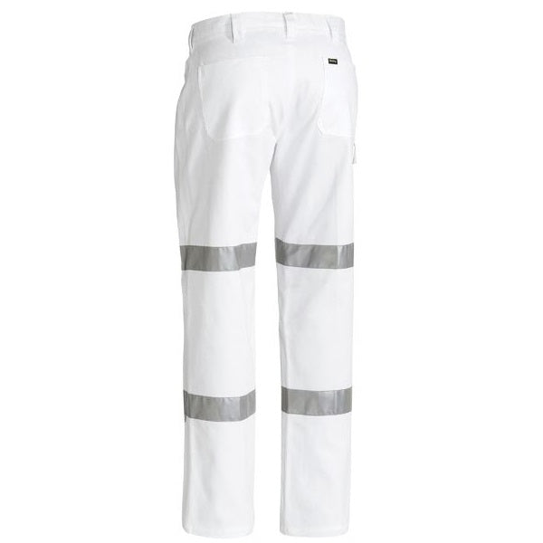 Bisley BP6808T 3M HiVis Cotton Drill White Work Pants