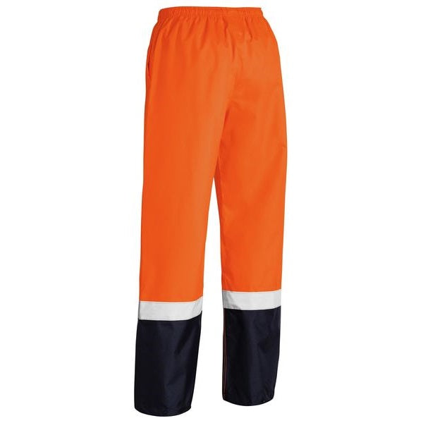 Bisley BP6965T Taped 2-Tone HiVis Shell Rain PantsOrange/Navy - Back view