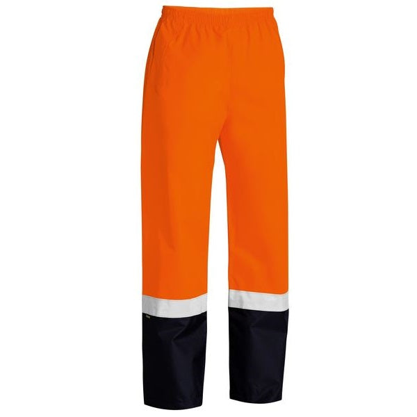 Bisley BP6965T Taped 2-Tone HiVis Shell Rain PantsOrange/Navy - Front view