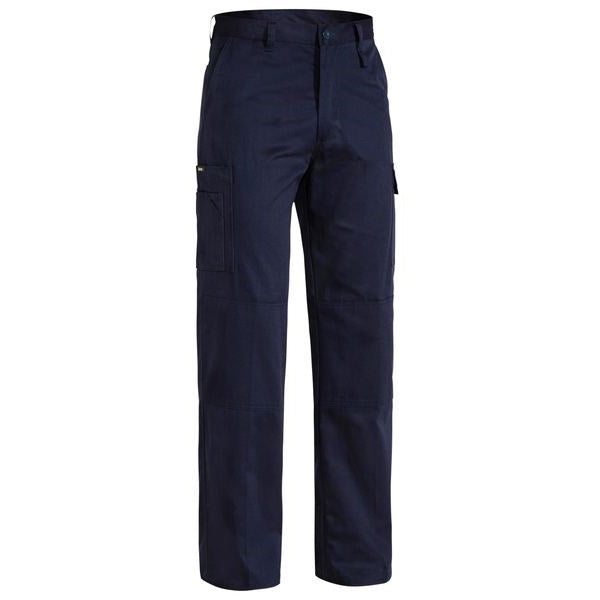 A pair of navy coloured Bisley BP6999 men's cargo pants with multiple pockets - Front view