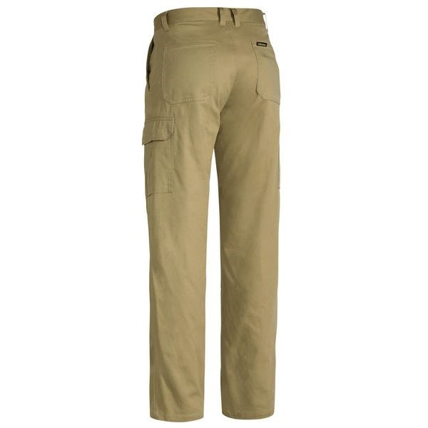 A pair of khaki coloured Bisley BP6999 men's cargo pants with multiple pockets -Back view