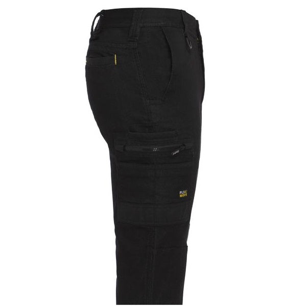Bisley BPC6335 Flex&Move™ Stretch Denim Cargo Cuffed Pants Colour Black - Side View
