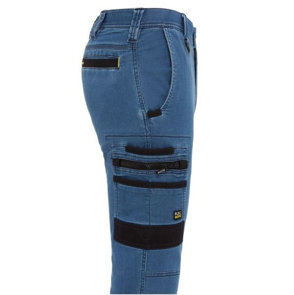 Bisley BPC6335 Flex&Move™ Stretch Men's Denim Cargo Cuffed Work Pants Colour Light Denim - Side View