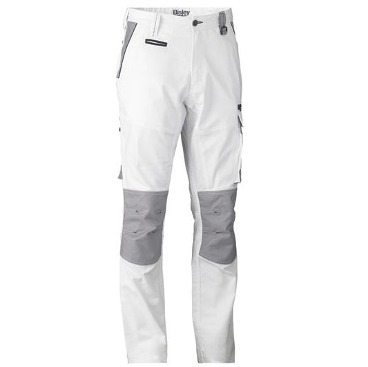 Bisley BPC6422 Painters White Contrast Cargo Pants with multiple pockets and reinforced areas.