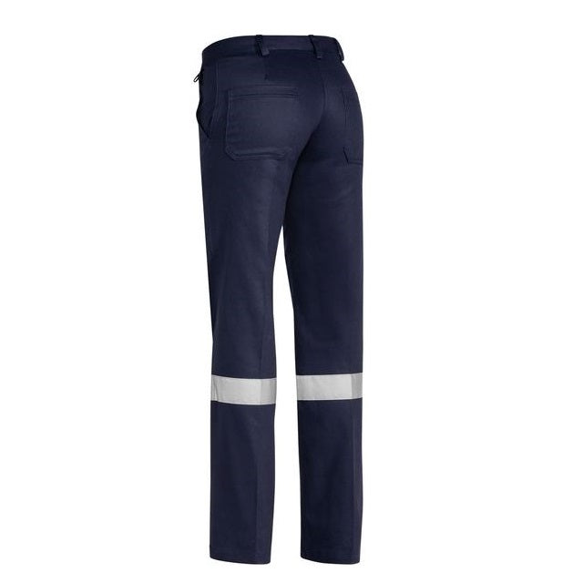 Bisley BPL6007T Women's Drill Work Pants 3M Reflective Tape - Back View
