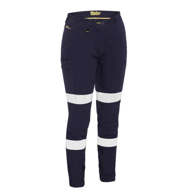 Bisley BPL6028T Women's Taped Cotton Cargo Cuffed Work Pants - Front view