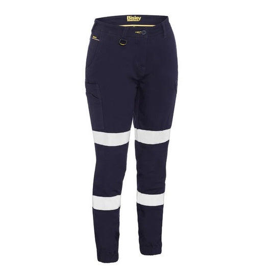 Bisley BPL6028T Women's Taped Cotton Cargo Cuffed Work Pants - Front view
