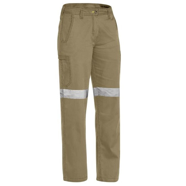 Bisley BPL6431T Women's Taped Cool Cargo Pants Khaki Colour - Front View