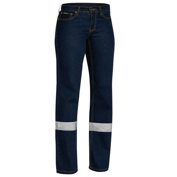 Bisley BPL6712T Women's Taped Stretch Denim Work Jeans - Front view