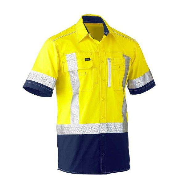 Bisley BS1177XT Flex & Move Two Tone Hi Vis Stretch Utility S/S Shirt