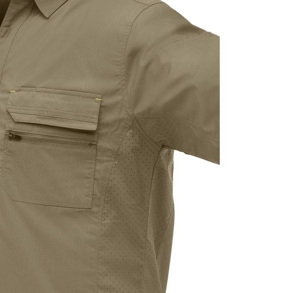 BS1490 Bisley Mens Work Shirt Short Sleeve Khaki - Close View of Air Vent