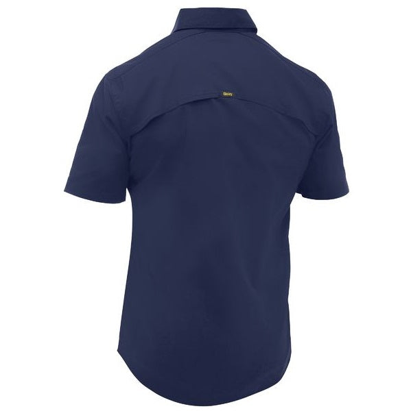 BS1490 Bisley Mens Work Shirt Short Sleeve Navy - Back view